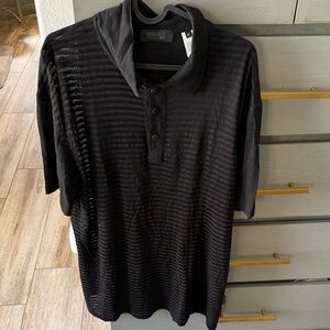 Versace Men's Black Striped Polo Shirt